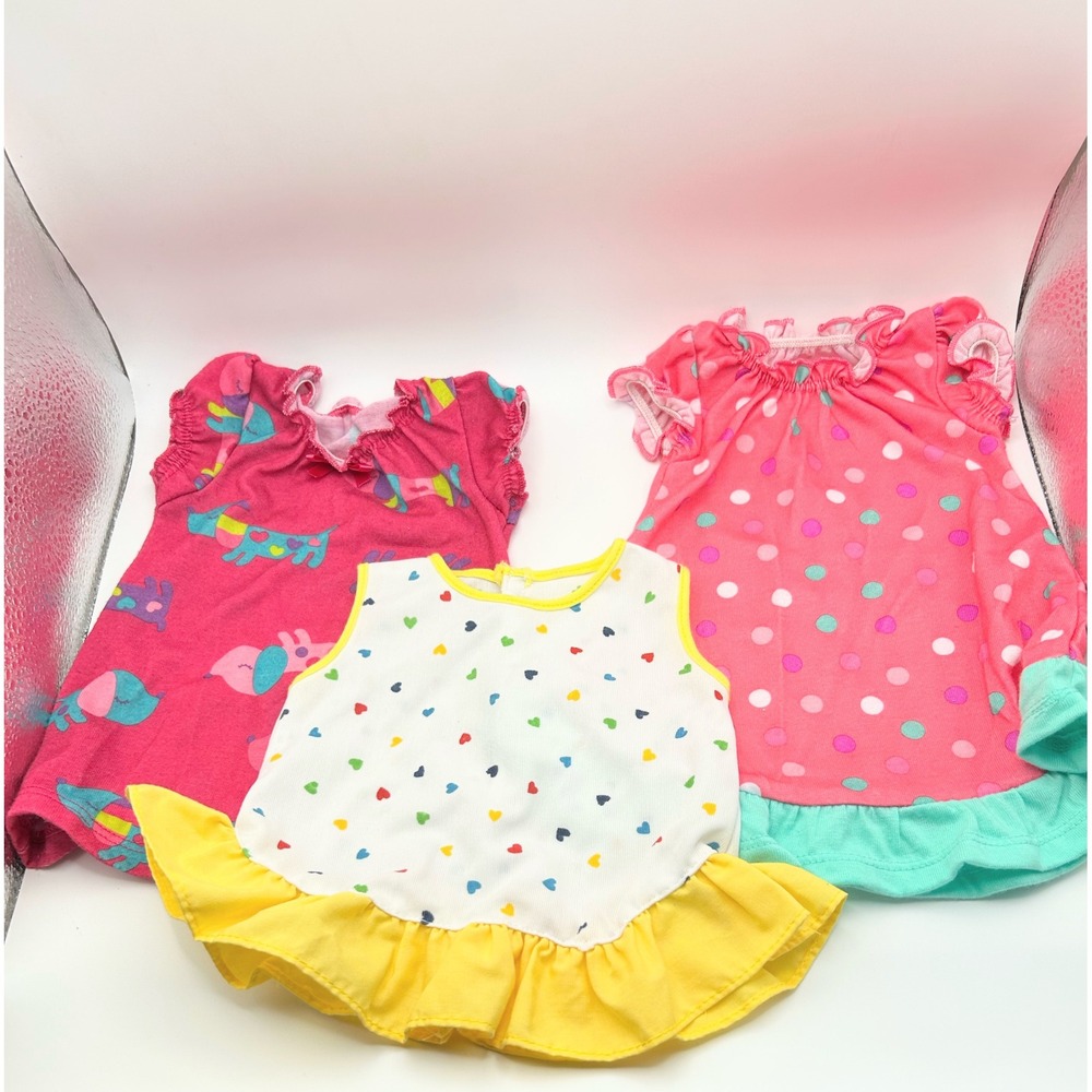Doll Gowns Lot of 3 Fits 18 Inch Dolls Kohl's Dog Polka Dot Heart Pink Yellow